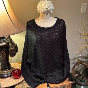 Black Loose Knit Pullover Sweater